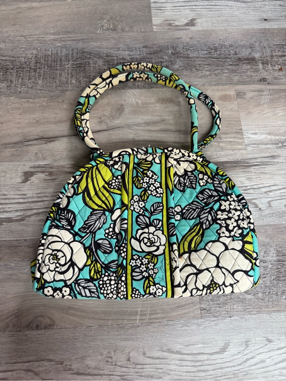Vera Bradley Eloise Frame Bag In Retired Island Blooms With Kiss Lock Closure